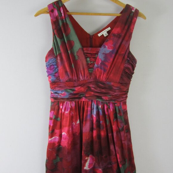 Banana Republic Womens 6 Red Green Blue Floral Empire Waist Silk Dress Small - Picture 4 of 12